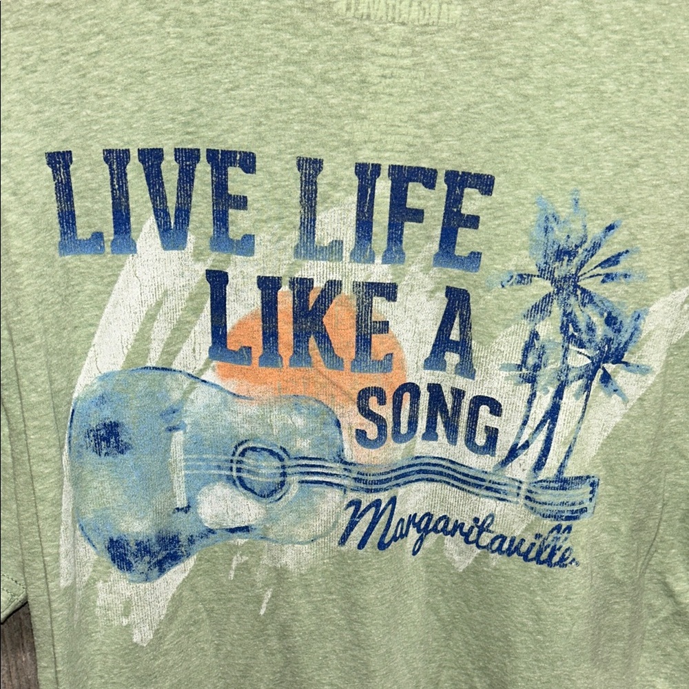 Margaritaville Live Life Like A Song Light Green Short Sleeve‎ Tee - M - Picture 5 of 5